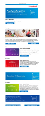 Here is the latest issue of Polyethylene Perspectives, a monthly newsletter dedicated to polyethylene-based products and solutions.