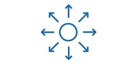 low extractables icon in blue